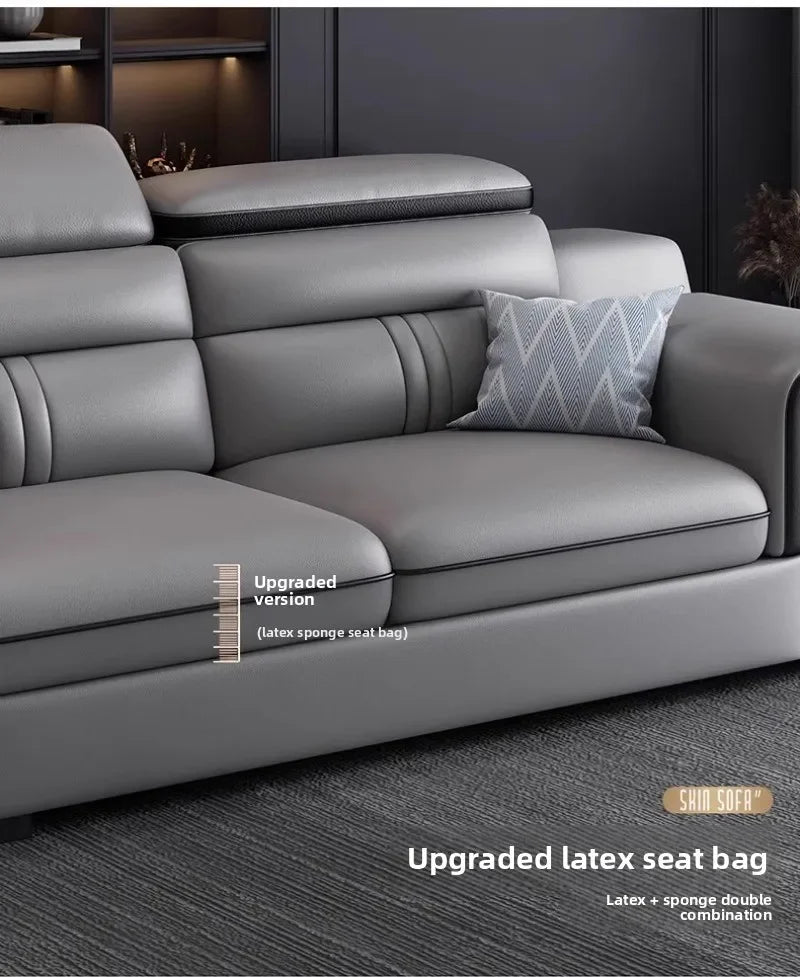 Modern Large Apartment Chaise Leather Sofa Combination Set Light Luxury Living Room Sofas Creative Office Comfortable Large Sofa