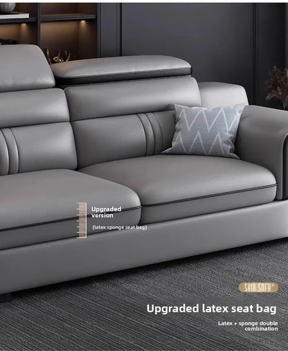 Modern Large Apartment Chaise Leather Sofa Combination Set Light Luxury Living Room Sofas Creative Office Comfortable Large Sofa
