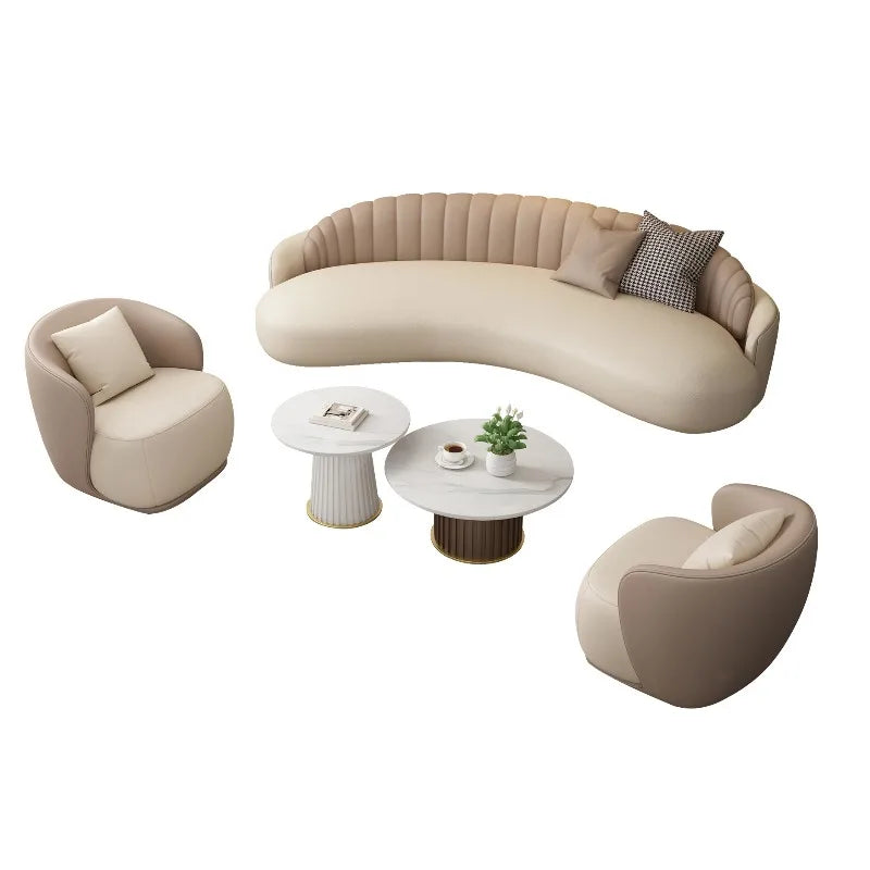 Light luxury comfortable clothing store, beauty salon rest area, lobby reception office, arc negotiation sofa