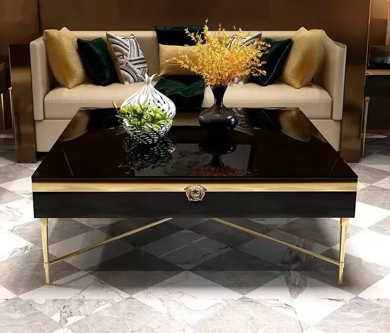 Modern Morocco New Classical Postmodern Square Stainless Steel Coffee Table Tea Table for Living Room