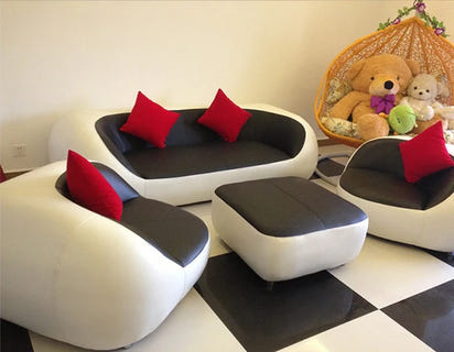 PatioLix Cute Luxury Nordic Sofa Set – Soft Lazy Loveseat & Modern Lounge Puffs