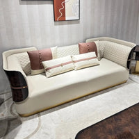 Light luxury villa living room leather sofa combination Italian postmodern large flat-floor mansion high-end home
