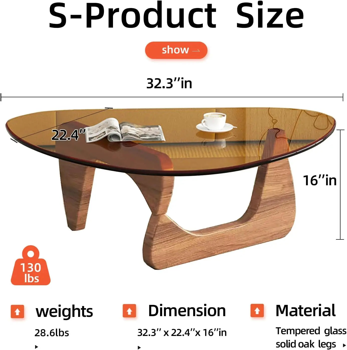 Table basse moderne en verre, petite table basse du milieu du siècle, table basse pour le salon, adaptée à la chambre à coucher, au salon et au réception