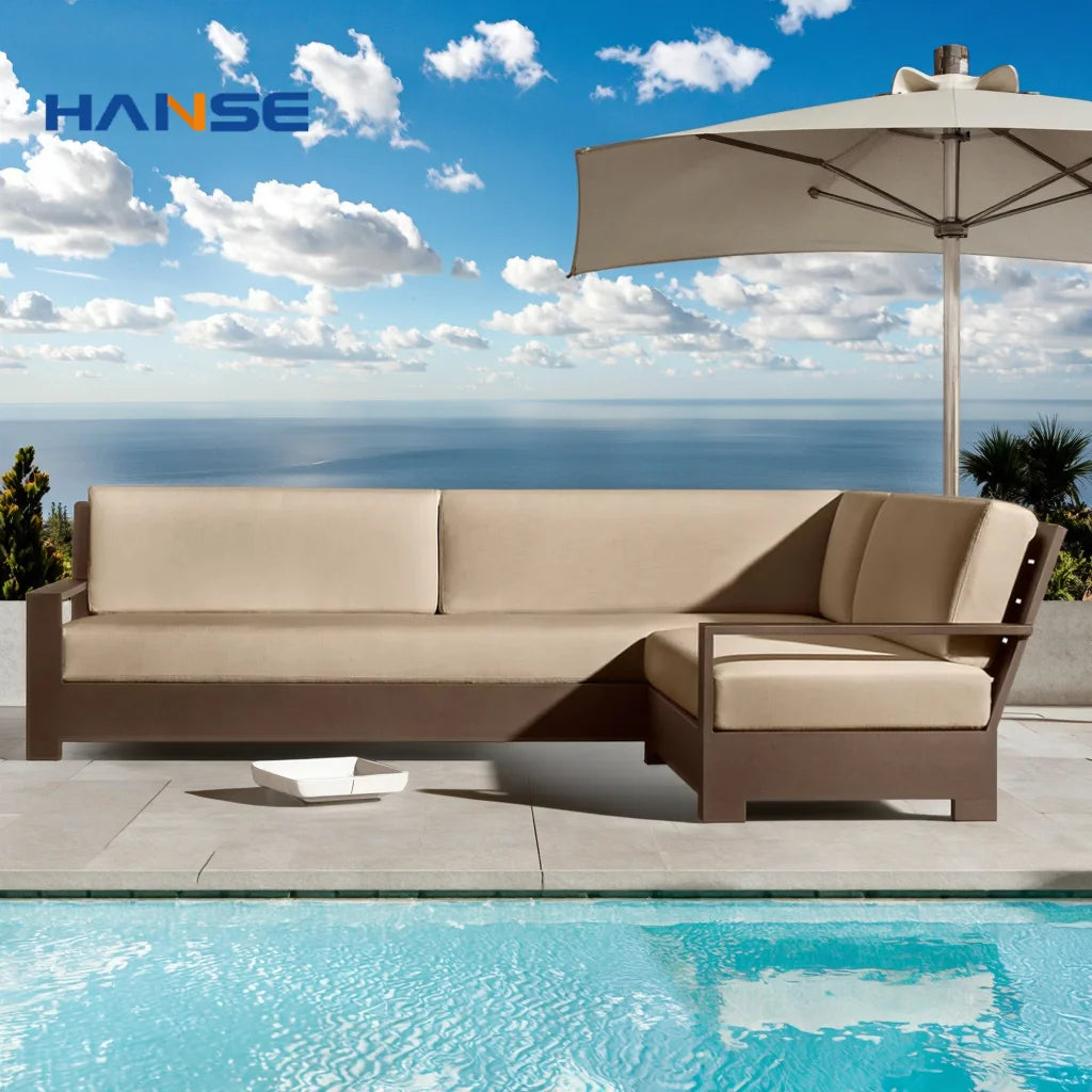 Nordic Modern Hotel Terrace Leisure Sofa Set Wicker Outdoor Garden Furniture Aluminum Frame Outdoor Use