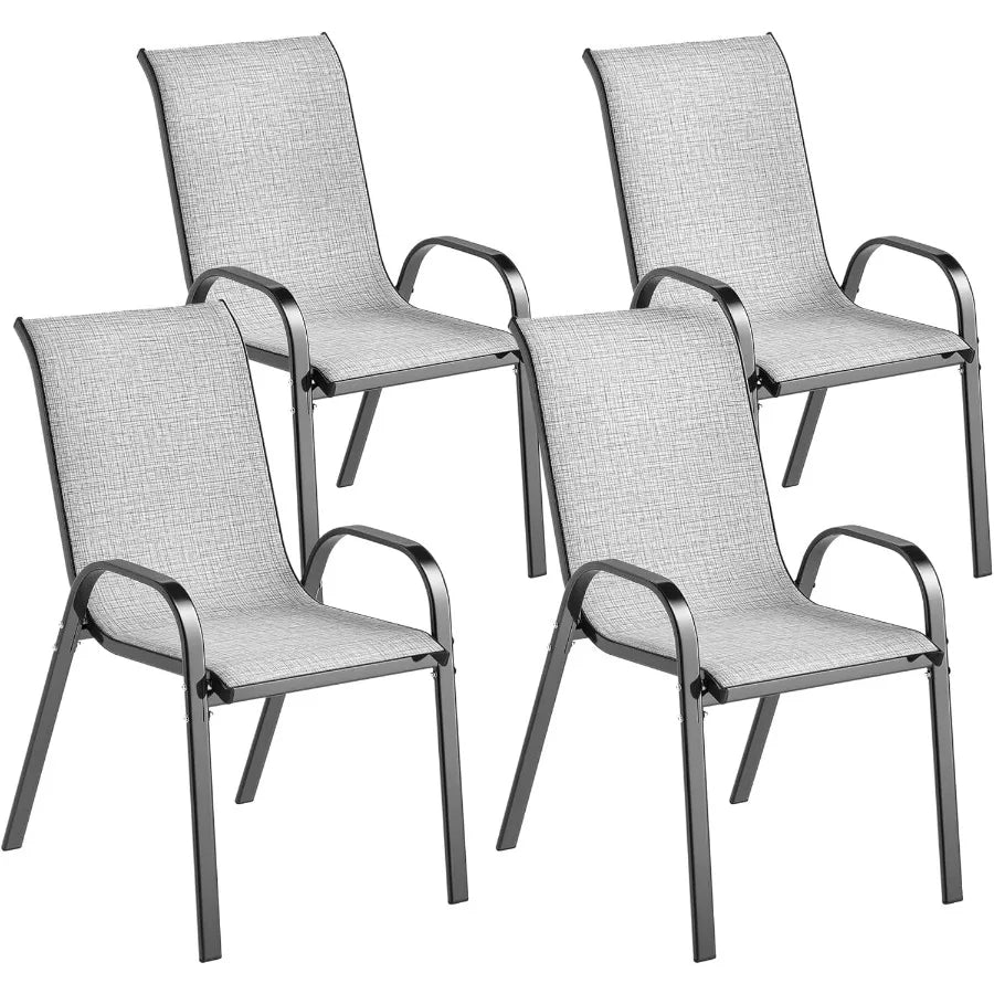 Outdoor Dining Chairs Set of 4 Stackable Patio Dining Chairs High Back Outdoor Patio Chairs with Breathable Mesh Seat Metal Fra