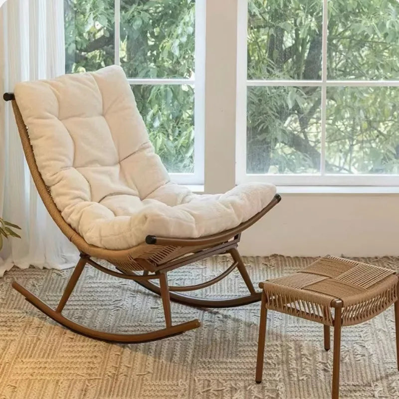Hxl balcony rocking recliner casual outdoor rattan chair adult nap