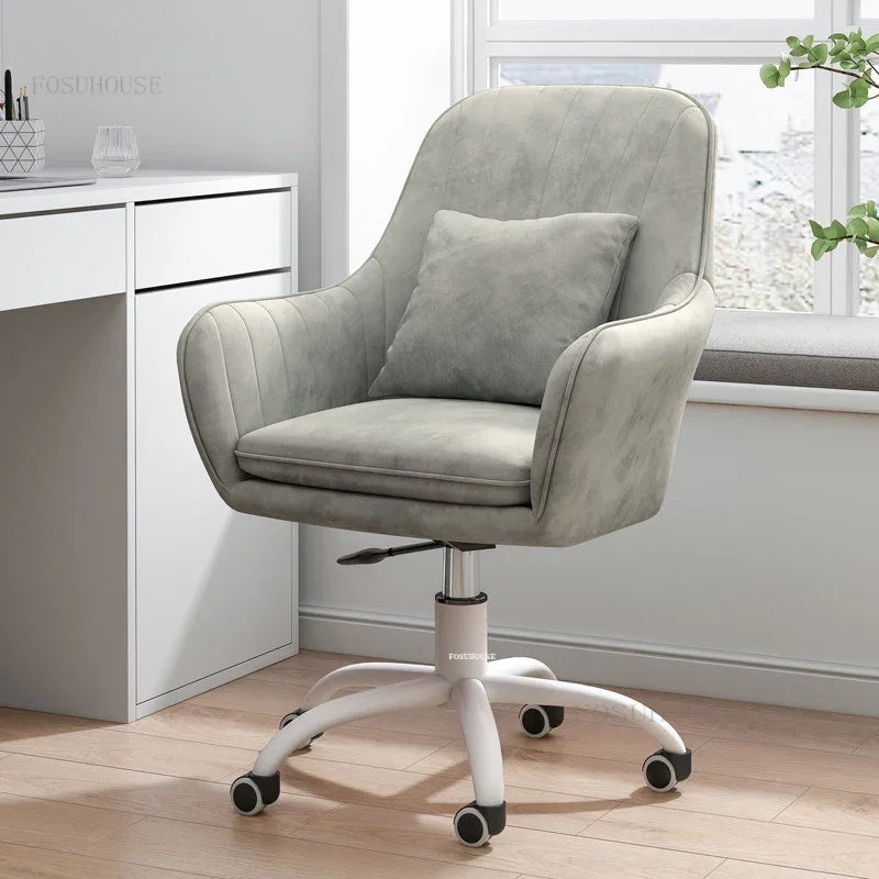 Ergonomic Nordic Office Chair Modern Design with Armrest Soft Cushion Lift Swivel Backrest Computer Chair for Home Conference