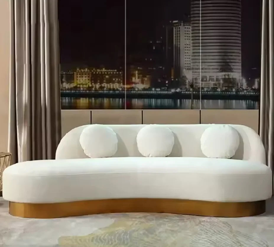 *q forModern French 3 Seater Modular Convertible Sectional Sofa with Washable Fabric and Wood Legs*