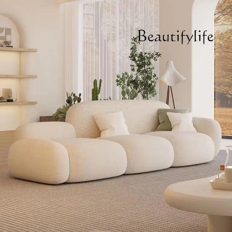 Living room simple modern cream style rental house fabric sofa straight row light luxury bedroom cloud sofa