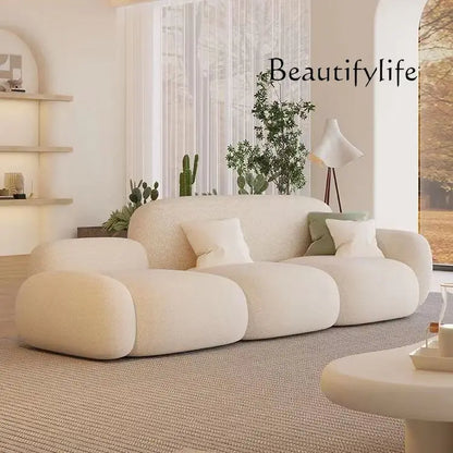 Living room simple modern cream style rental house fabric sofa straight row light luxury bedroom cloud sofa