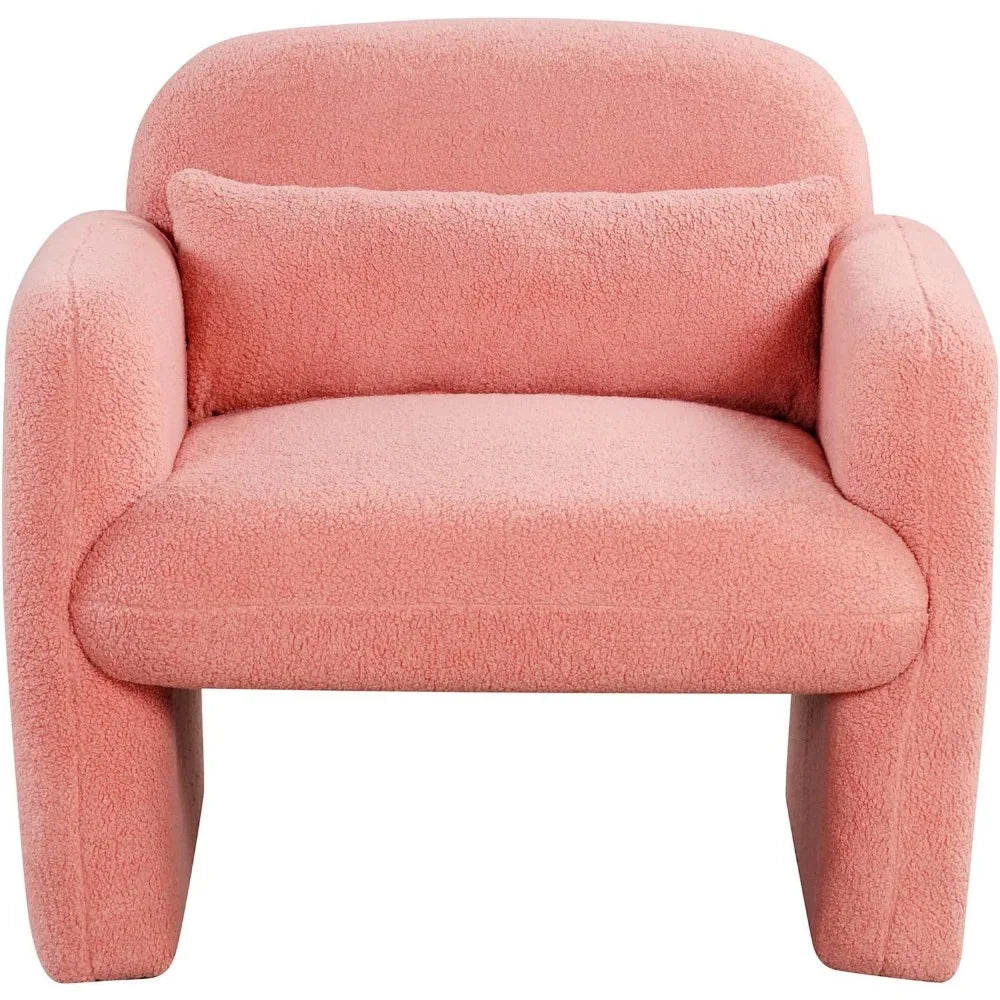 Modern Sherpa Accent Armchair with Waist Pillow for Living Room