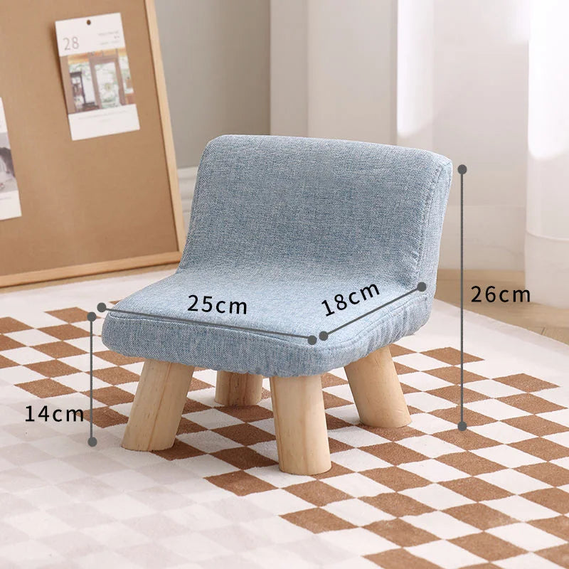 Nordic Wooden Chair with Backrest Strong Load Capacity for Bedroom Living Room Shoe Changing Low Chair Stool Home Furniture