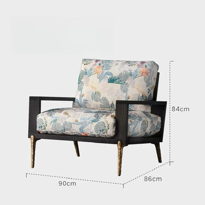 Retro Style Single Sofa Chair for Living Room with Solid Wood Frame Comfortable Lounge Seat