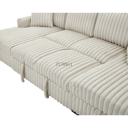 U-chair, 122-in-2 pull-out bed, living room with double storage sectional plush corduroy sofa