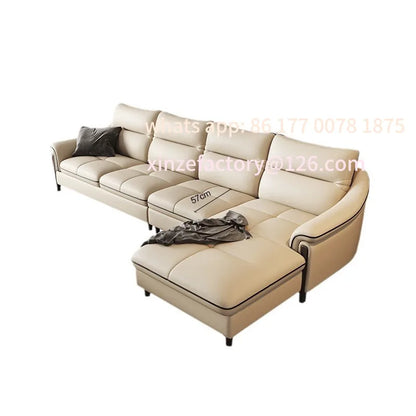 Customizable leather sofa size apartment living room simple and modern
