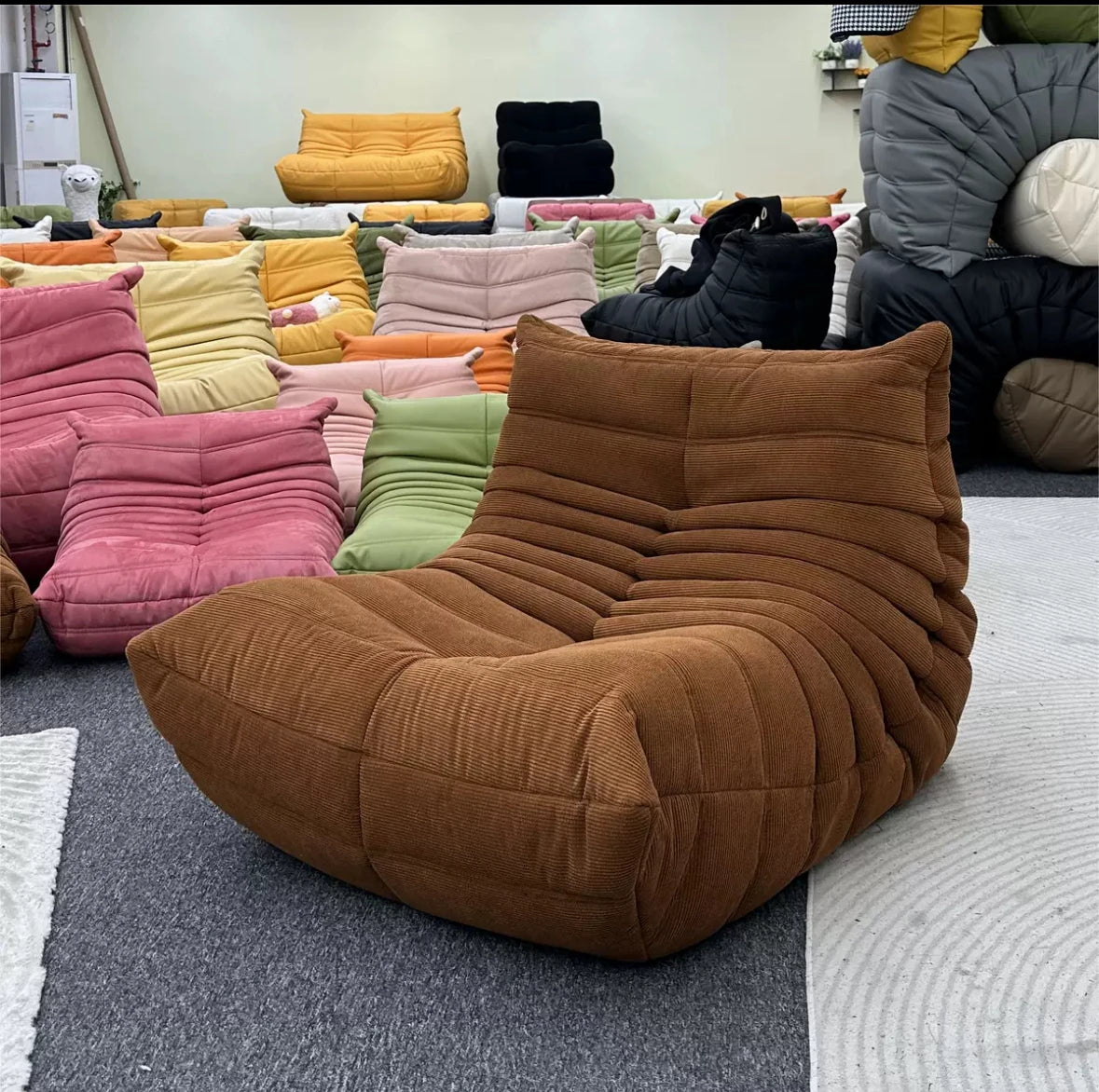 Lazy sofa, togo caterpillar sofa, light luxury, simple Internet celebrity creative chair, suede freehand space recliner