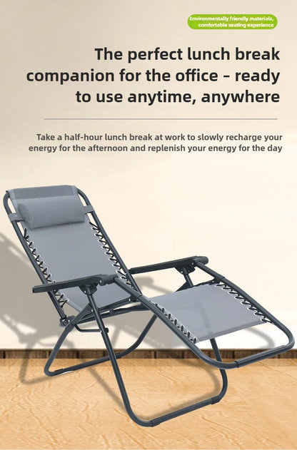 Portable Zero Gravity Lounge Chair – Folding Recliner with Lock, Cup Holder & Pillow for Patio Garden Balcony Camping Beach