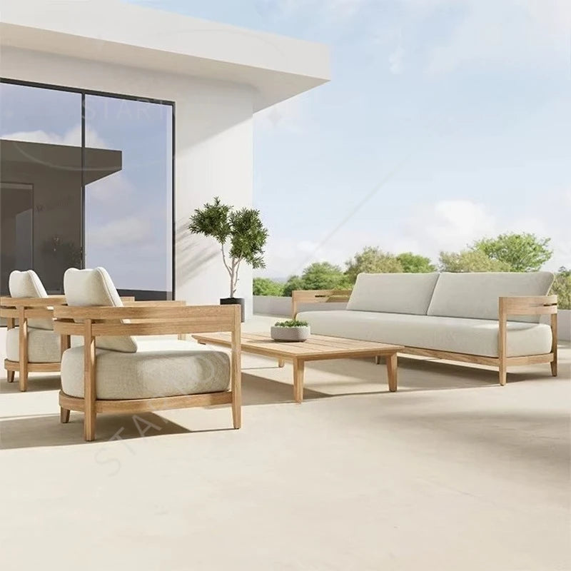 Garden Sofa Teak Wood Sofa Set Outdoor Furniture Teak Wood Patio Sofa and Coffee Table Set