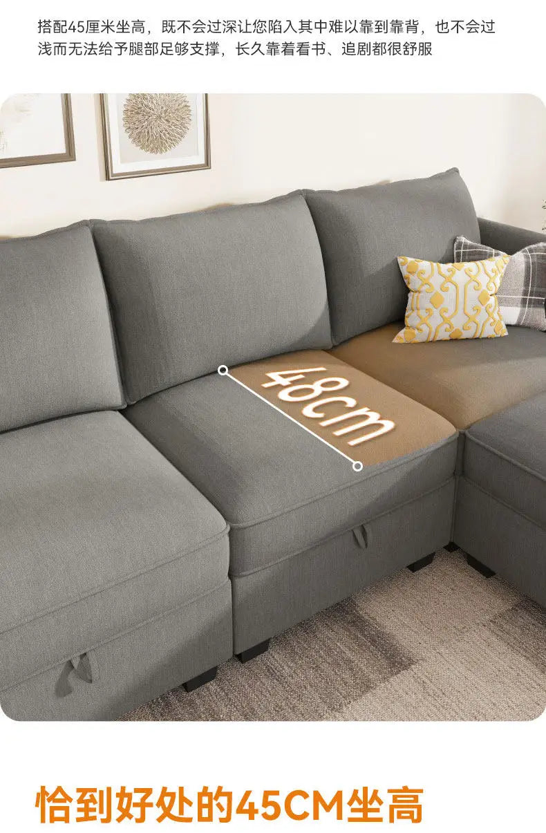 PYJ Fabric Storage Sofa Living Room Combination Module Card Seat Home Corner Princess Dual-purpose Sofa