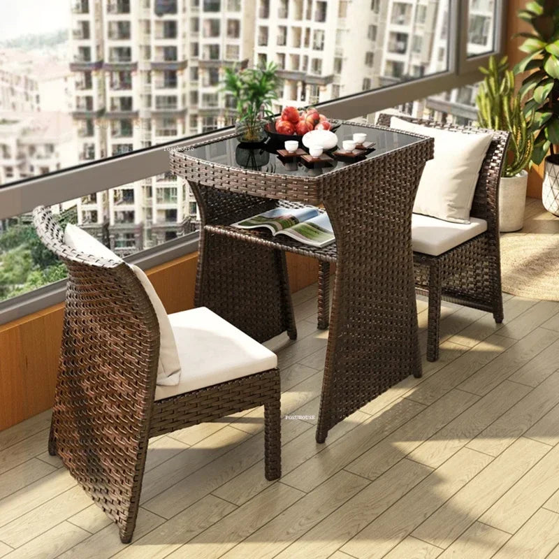 Nordic Outdoor Furniture Rattan Garden Furniture Sets Minimalist Dining Table Chair Set Courtyard Balcony Table and Chair Set XX