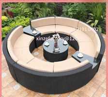 Customizable outdoor sofa villa garden courtyard circular curved rattan sofa coffee table combination outdoor leisure