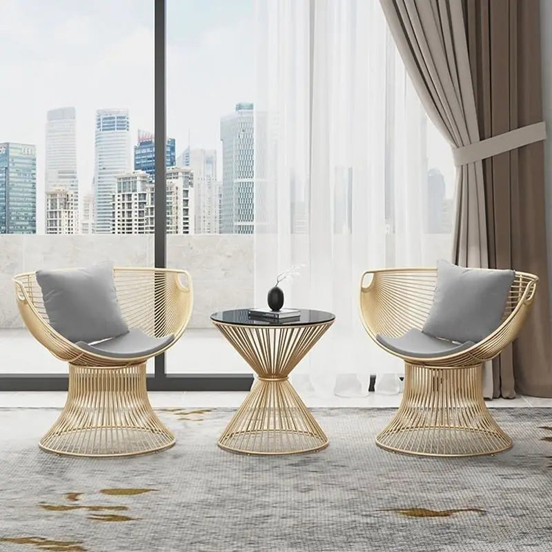 Cream Style Single Sofa Chair Designer Light Luxury Living Room Reception Table Balcony Leisure Table Chair Three Piece Set