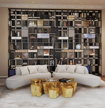 Italian Designer Luxury Living Room Sofa Set Villa Modern Couch Metal Base Velvet Curved Home Hotel Living Room Furniture