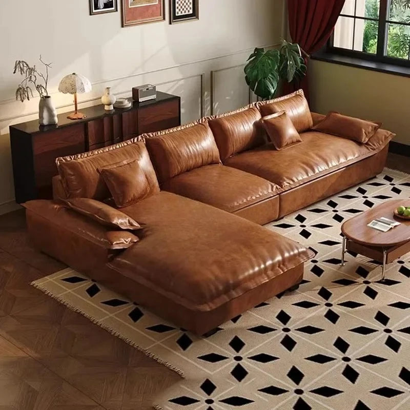 Lazy Leather Living Room Sofas Love Seat Nordic Minimalist Sectional Sofas Modern Relaxing Filling Sillon Cama Home Furniture