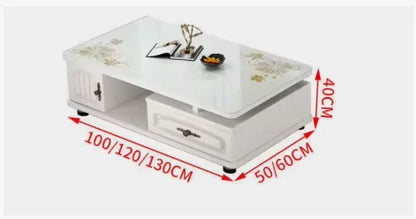 Modern & Minimalist Tempered Glass Expandable TV Stand & Coffee Table Set - European Style, Ideal for Small - Space Living Rooms