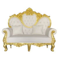 Gold Upholstered Classic Chaise Lounge Loveseat Comfortable Royal Throne Sofa  Wedding Chair Stainless Steel Chair Party ソファ