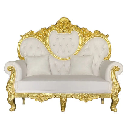 Gold Upholstered Classic Chaise Lounge Loveseat Comfortable Royal Throne Sofa  Wedding Chair Stainless Steel Chair Party ソファ