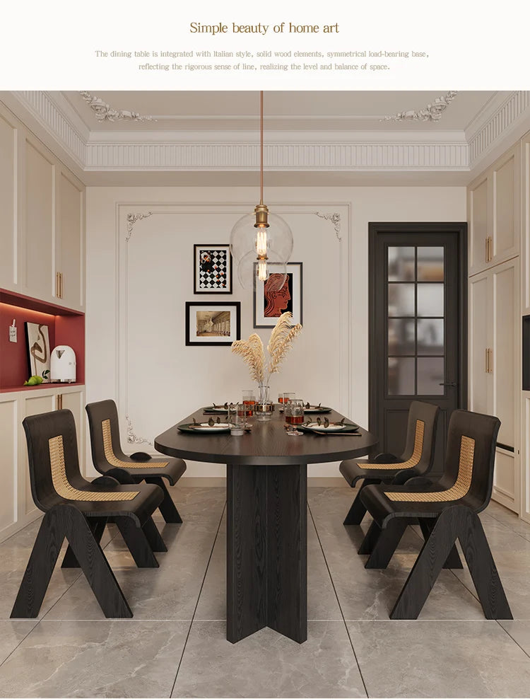HTT oval dining table and chairs retro living room modern light luxury dining room rock slab home accessories