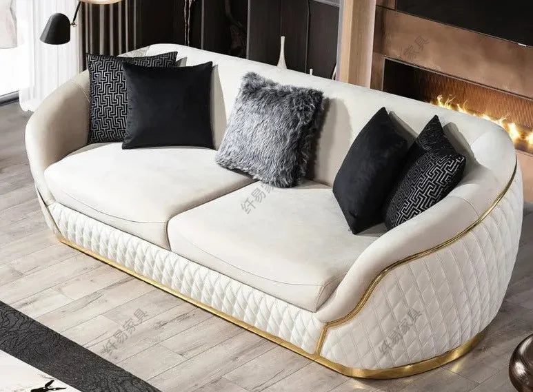 XM European Velvet Sofa Modern Simple Size Apartment Living Room Italian Light Luxury Leather Straight-row Sofa Combination