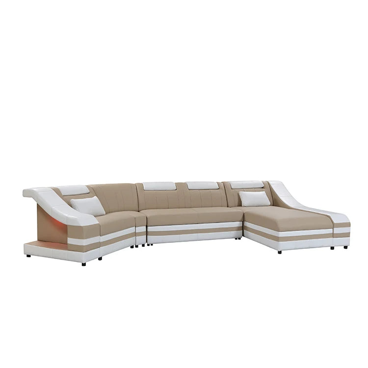 Genuine Leather White Sofa Living Room Furniture Cream Modern Pu Leather Sofa Set