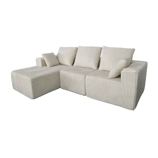 Beige Corner Combination Sectional Sofa Bed High-Density Sponge Soft Plush Fabric Multiple Combinations Available