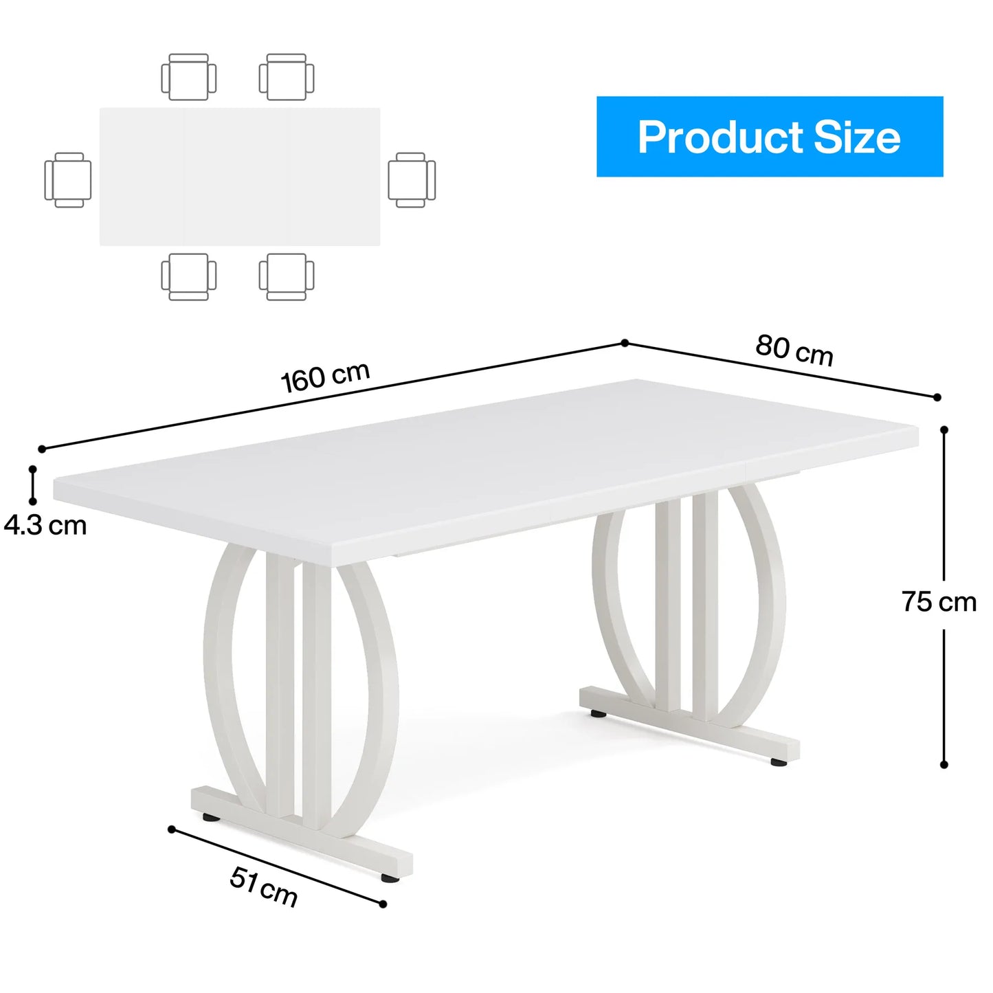 Tribesigns Dining Table for 4-6 People, 63-Inch Large Dinner Table with Heavy Duty Metal Frame, Modern Industrial Kitchen Table