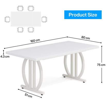 Tribesigns Dining Table for 4-6 People, 63-Inch Large Dinner Table with Heavy Duty Metal Frame, Modern Industrial Kitchen Table