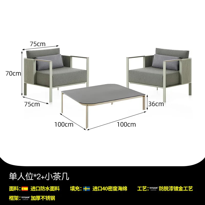 Outdoor stainless steel sofa Hotel sales office Terrace Dining table and chairs