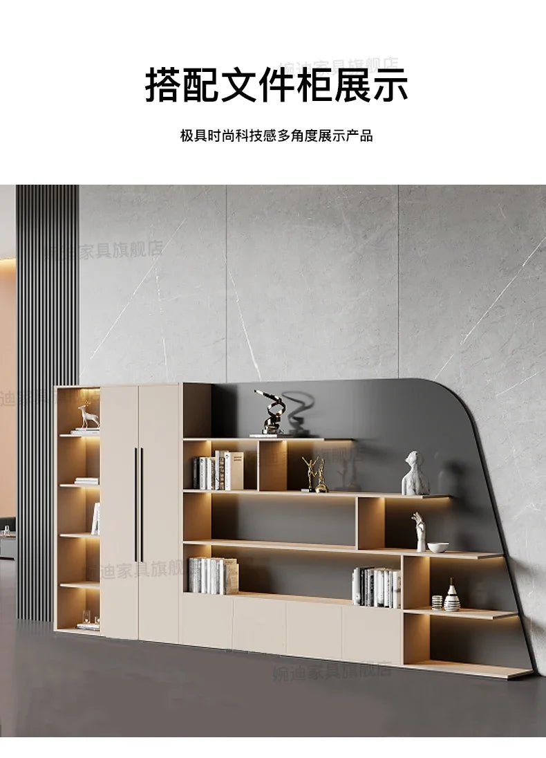 Desk boss table light luxury, big desk, writing desk file cabinet paint boss table
