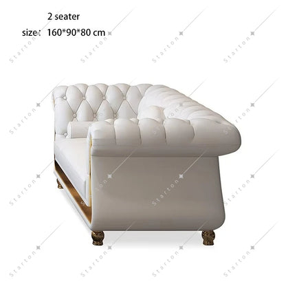 Classic American Antique Chesterfield Sofa for Home Office Hotel Couch Living Room Furniture Modern Genuine Leather Sofa Set