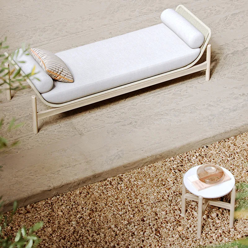 Outdoor sofa courtyard rattan teak outdoor garden villa hotel waterproof and sun protection homestay solid wood sofa furniture