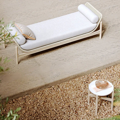 Outdoor sofa courtyard rattan teak outdoor garden villa hotel waterproof and sun protection homestay solid wood sofa furniture