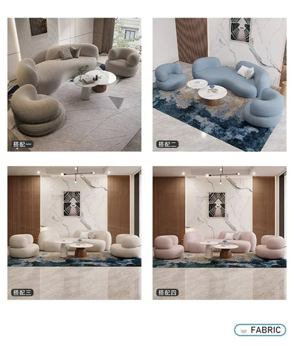 Modern Simple Fabric Curved Living Room Sofas for Home Furniture Luxury Nordic Lambswool Sofa Clothing Store Creative Sofa v