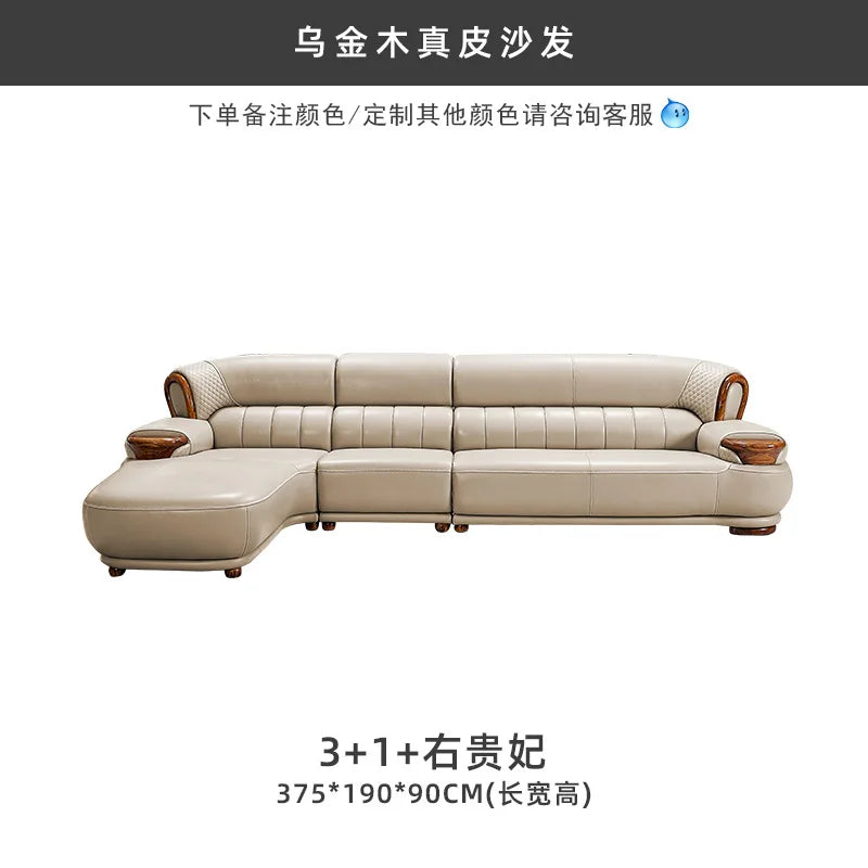 New Chinese ebony leather modern high-end living room home sofa furniture