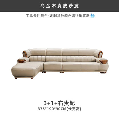 New Chinese ebony leather modern high-end living room home sofa furniture