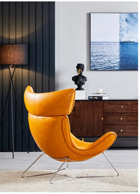 U-BEST European home bedroom leather stainless steel furniture lazy upholstered accent chair Imola chair recliner chair