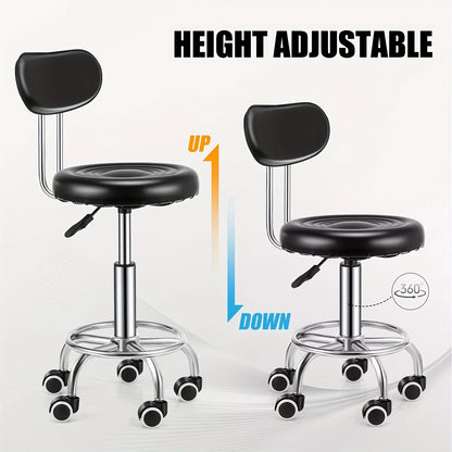 Adjustable Swivel Bar Stool with Backrest - Contemporary Faux Leather & Chrome-Plated Iron,Office Stool | Sleek Modern Stool