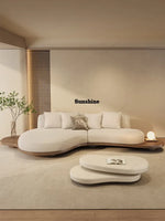 YWalnut color special-shaped sofa disposable technology fabric modern wabi-sabi style living room home design sense