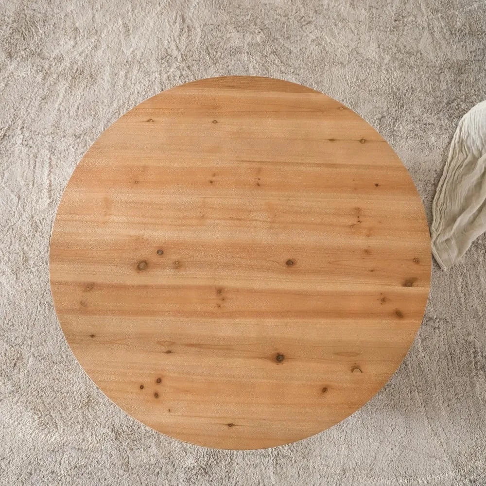 31.50" Vintage Style Bucket Shaped Coffee Table, Drum Coffee Table for Office, Dining Room and Living Room