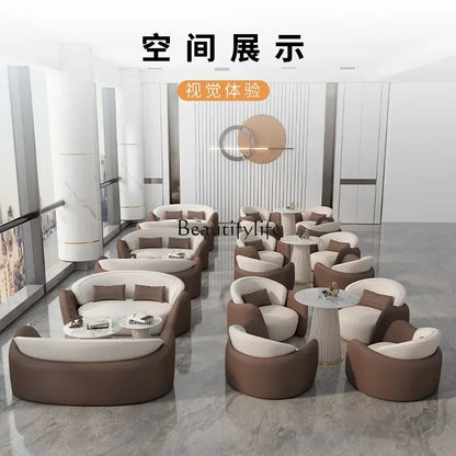 lLight luxury business negotiation sofa table and chair combination hotel lobby reception leather sofa